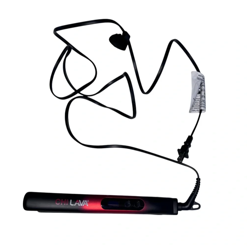 CHI LAVA Ceramic Black and Red Hair Straightener- Compact for Travel